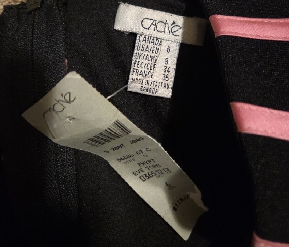 Cache Black and Pink Striped Crop Top - Picture 3 of 4